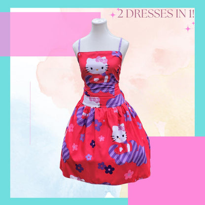 Hello Kitty Corset Open back with Corset Tie A-line REVERSIBLE! 1X/2X