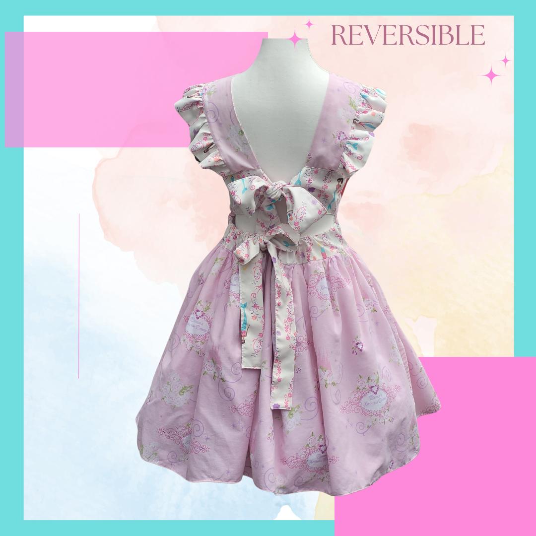 Disney Princess Ruffle Straps Open back with Tie A-line REVERSIBLE! SM/M