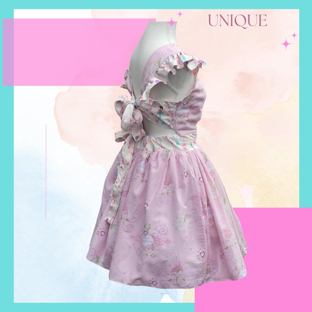 Disney Princess Ruffle Straps Open back with Tie A-line REVERSIBLE! SM/M