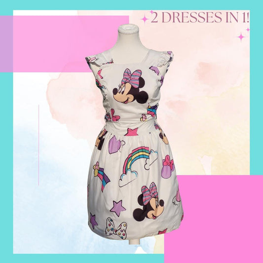 Disney Minnie Mouse Ruffle Straps Open back with Tie A-line REVERSIBLE! SM/M