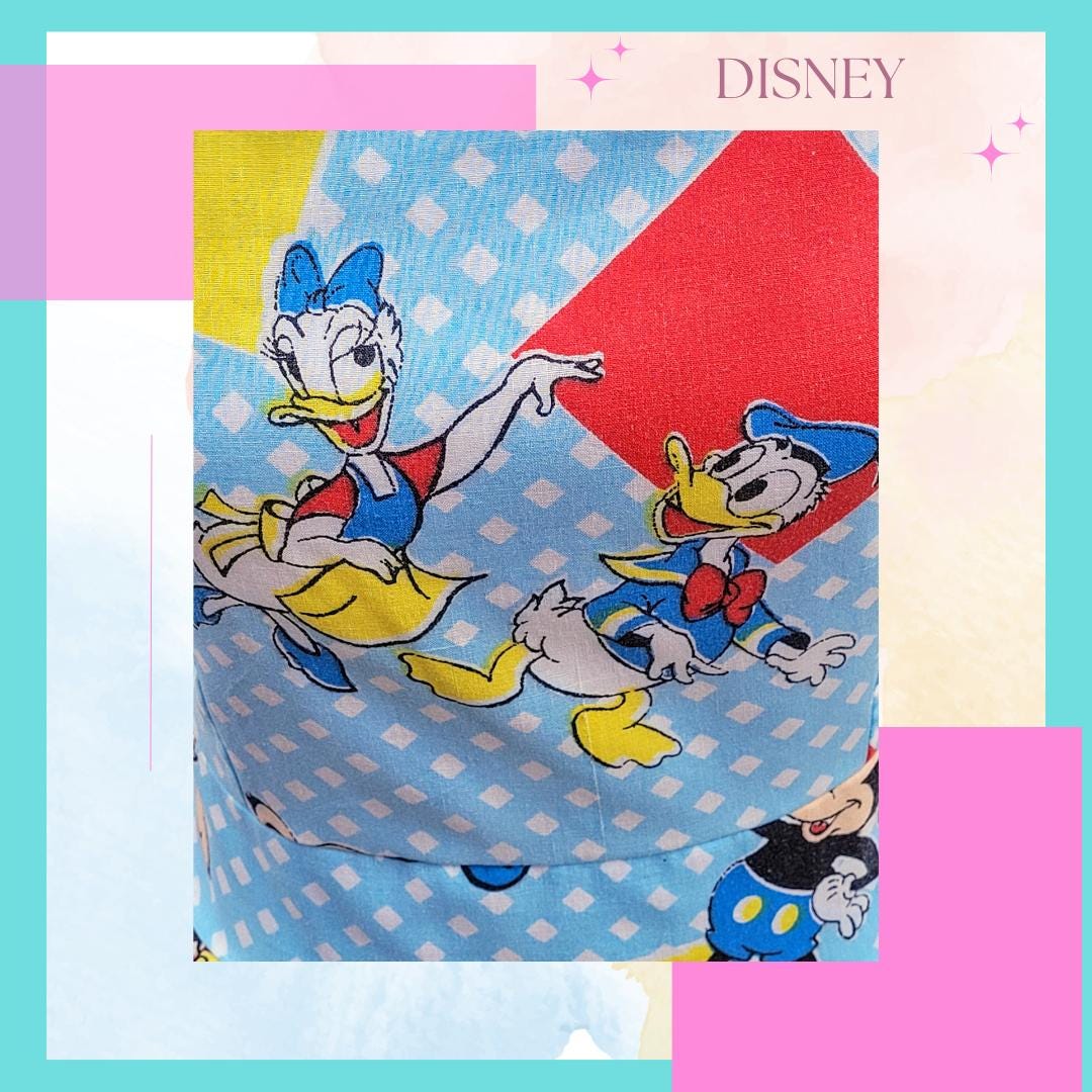 Disney Vintage Mickey & Friends Open back with Corset Tie A-line REVERSIBLE! L/XL