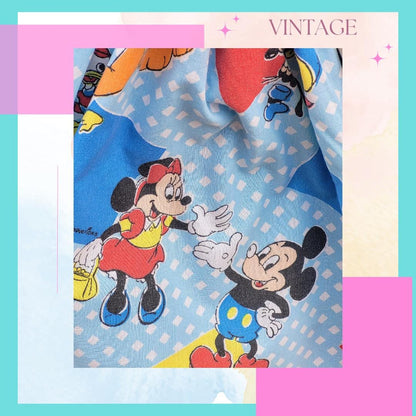 Disney Vintage Mickey & Friends Open back with Corset Tie A-line REVERSIBLE! L/XL
