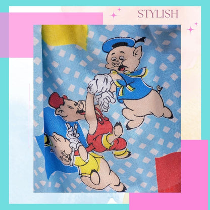 Disney Vintage Mickey & Friends Open back with Corset Tie A-line REVERSIBLE! L/XL