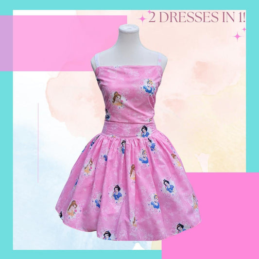 Disney Belle Cinderella Snow White Open back with Corset Tie A-line REVERSIBLE! L/XL
