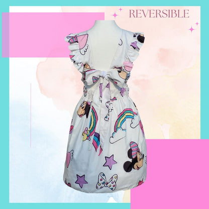 Disney Minnie Mouse Ruffle Straps Open back with Tie A-line REVERSIBLE! SM/M